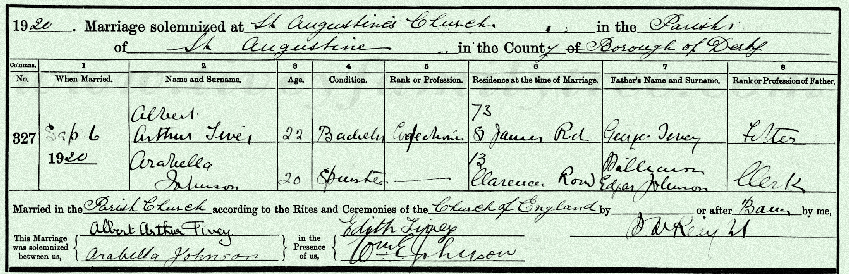 Albert-Arthur-Tivey-and-Arabella-Johnson-Marriage-Certificate