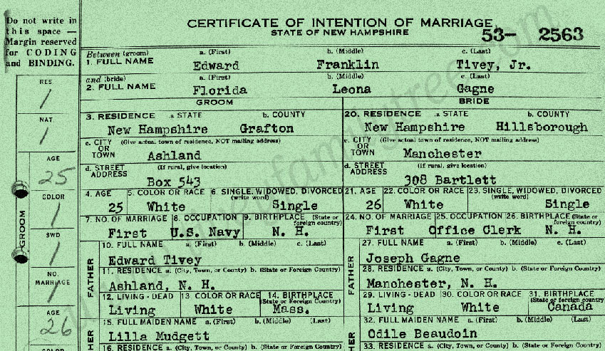 Edward-Franklin-Tivey-and-Florida-Leona-Gagne-Marriage-Certificate