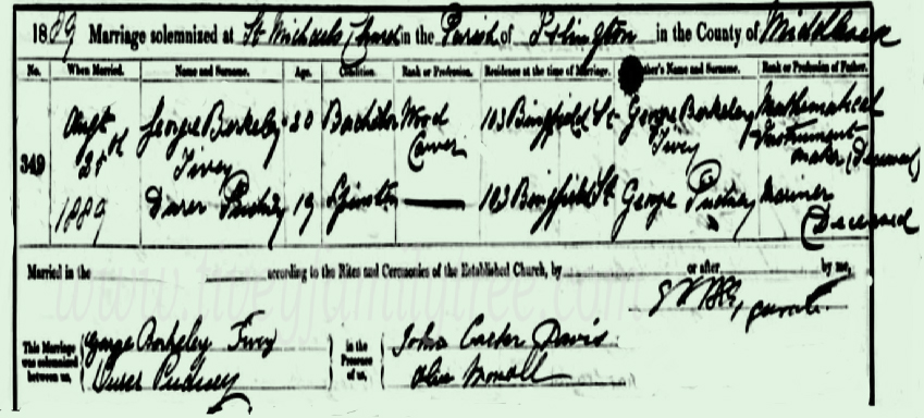 George-Berkeley-Tivey-and-Durer-Pudney-Marriage-Certificate