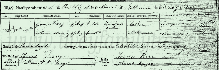 George-Tivey-and-Catherine-Newbury-Marriage-Certificate