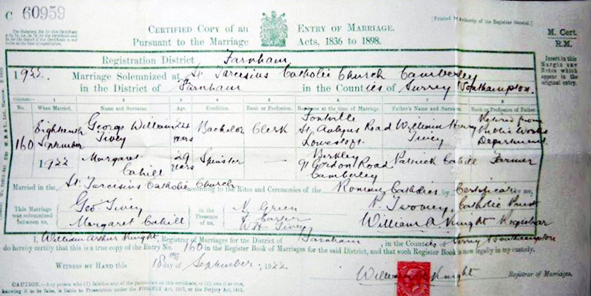 George-William-Tivey-and-Margaret-Cahill-Marriage-Certificate