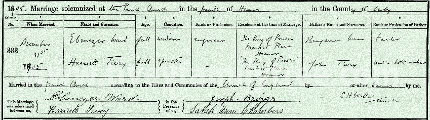 Harriett-Tivey-and-Ebenezer-Ward-Marriage-Certificate