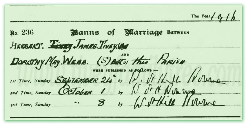 Herbert-James-Tivey-and-Dorothy-May-Webb-Marriage-Banns-1916