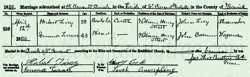 Herbert-Tivey-and-Emma-Boddy-Turner-Marriage-Certificate
