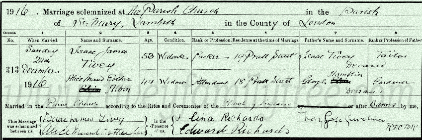 Isaac-James-Tivey-Alice-Maud-Esther-Albin-Marriage-Certificate